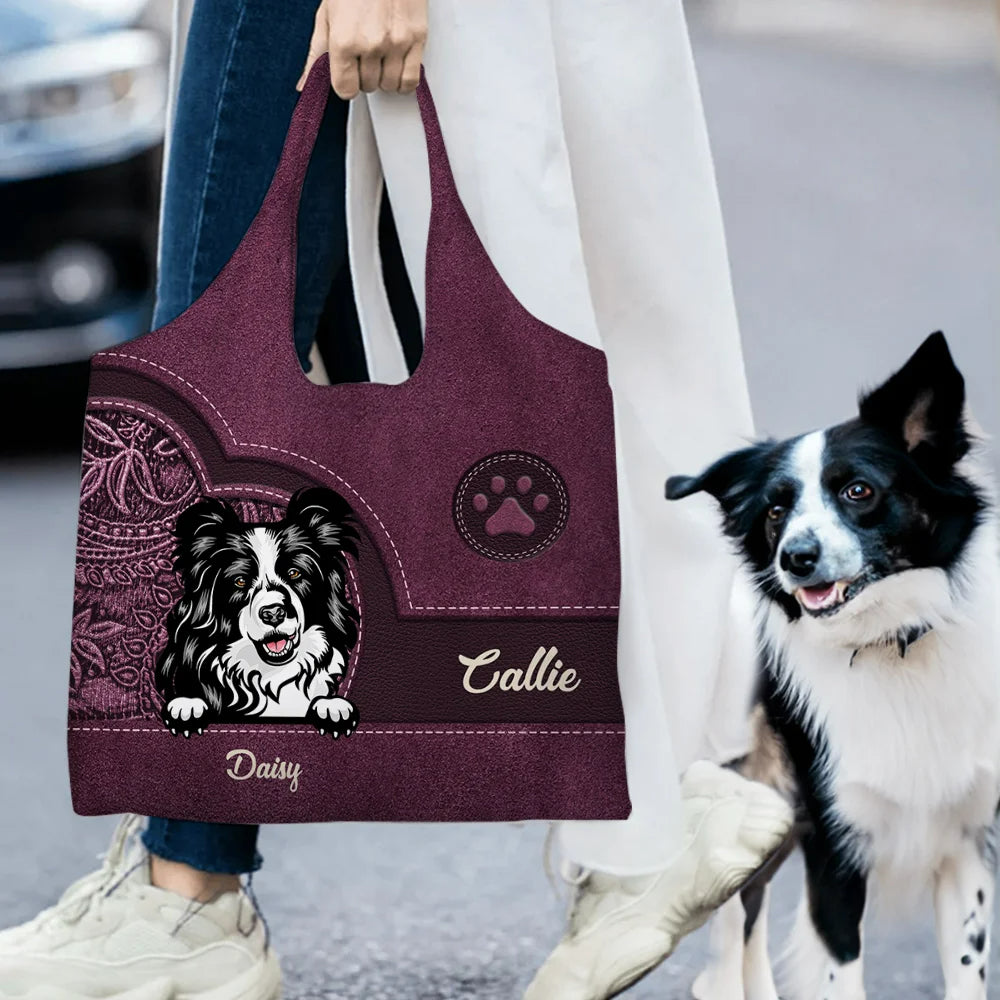 Custom Personalized Vintage Cartoon Dog & Cat Tote Bag – Double-Sided Print Large Eco-Friendly Shopper – Add 1-6 Pet Names – Perfect Gift for Pet Lovers, Anniversary, Birthday