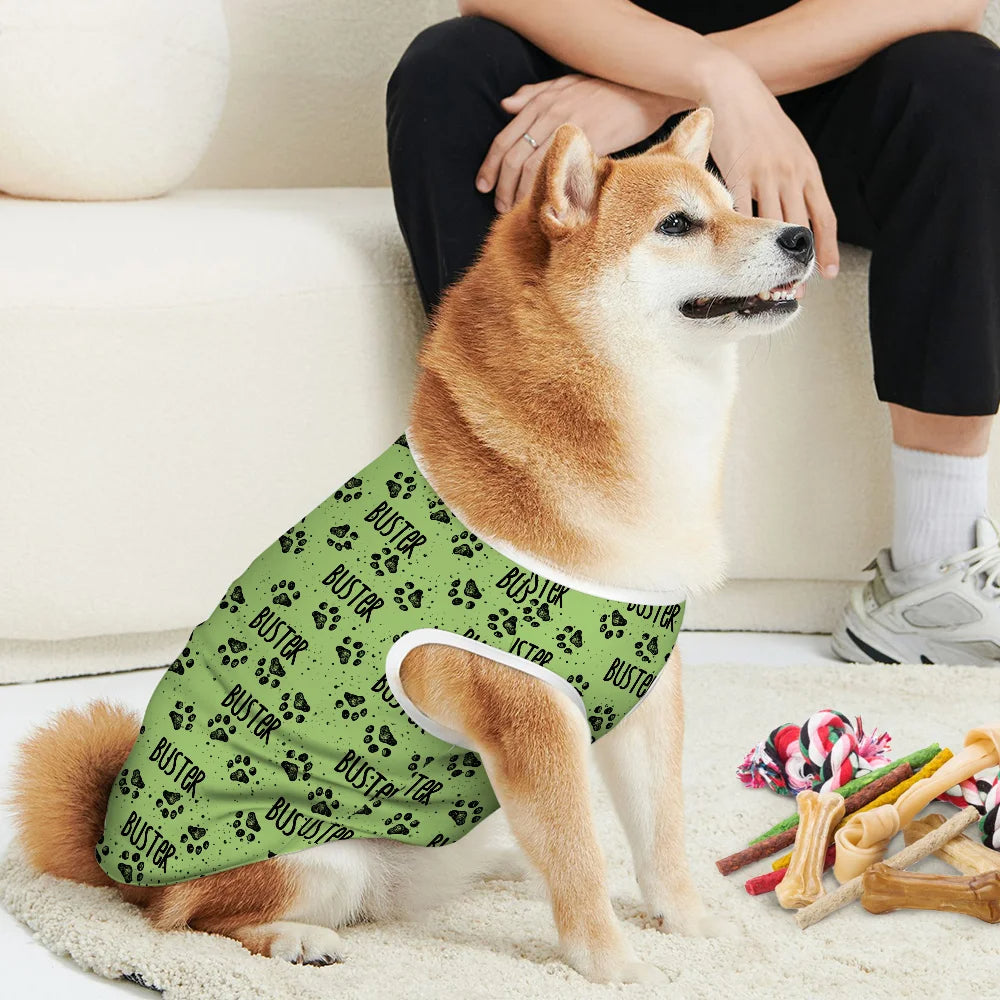 Personalized Multicolor Cute Paw 100% Cotton Dog Clothing with Name Birthday Commemorative Day Gift for Pet Lovers Owner