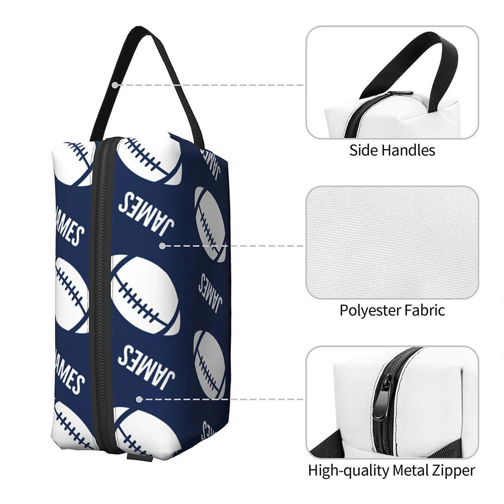 Personalized Basketball Football Toiletry Bag with Name Zipper and Handle Game Day Travel Accessory Birthday Gift for Sports Lovers