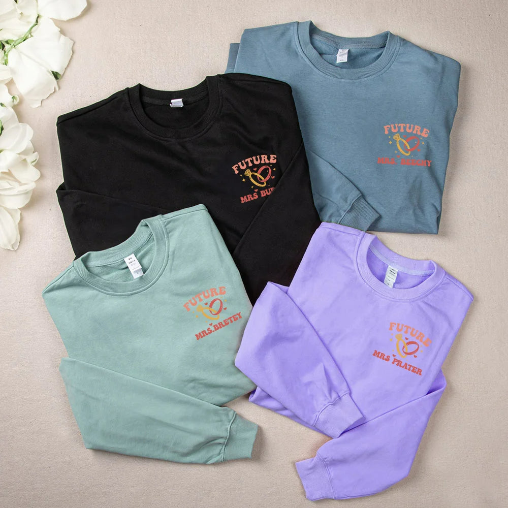 Personalised In My Engaged Era T-Shirt or Sweatshirt with Wedding Rings and Name Perfect Bridal Shower or Engagement Gift for Her