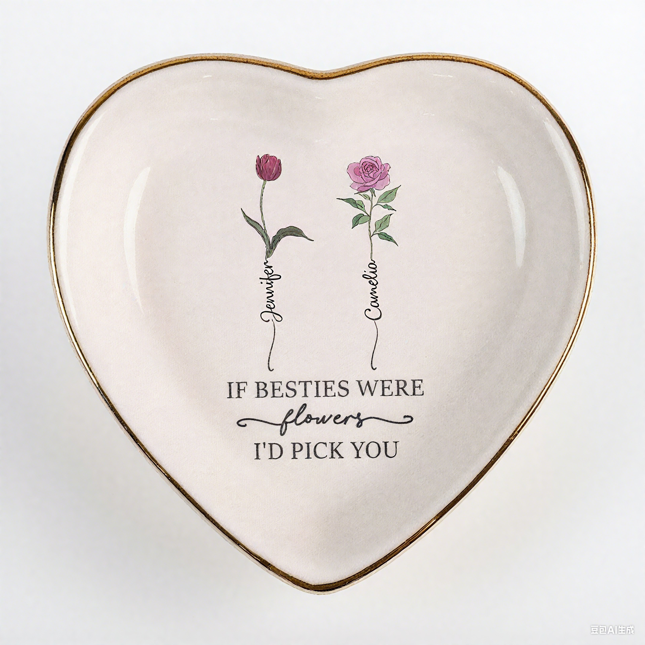 Friendship Jewelry Dish – Personalized “If Friends Were Flowers I’d Pick You”