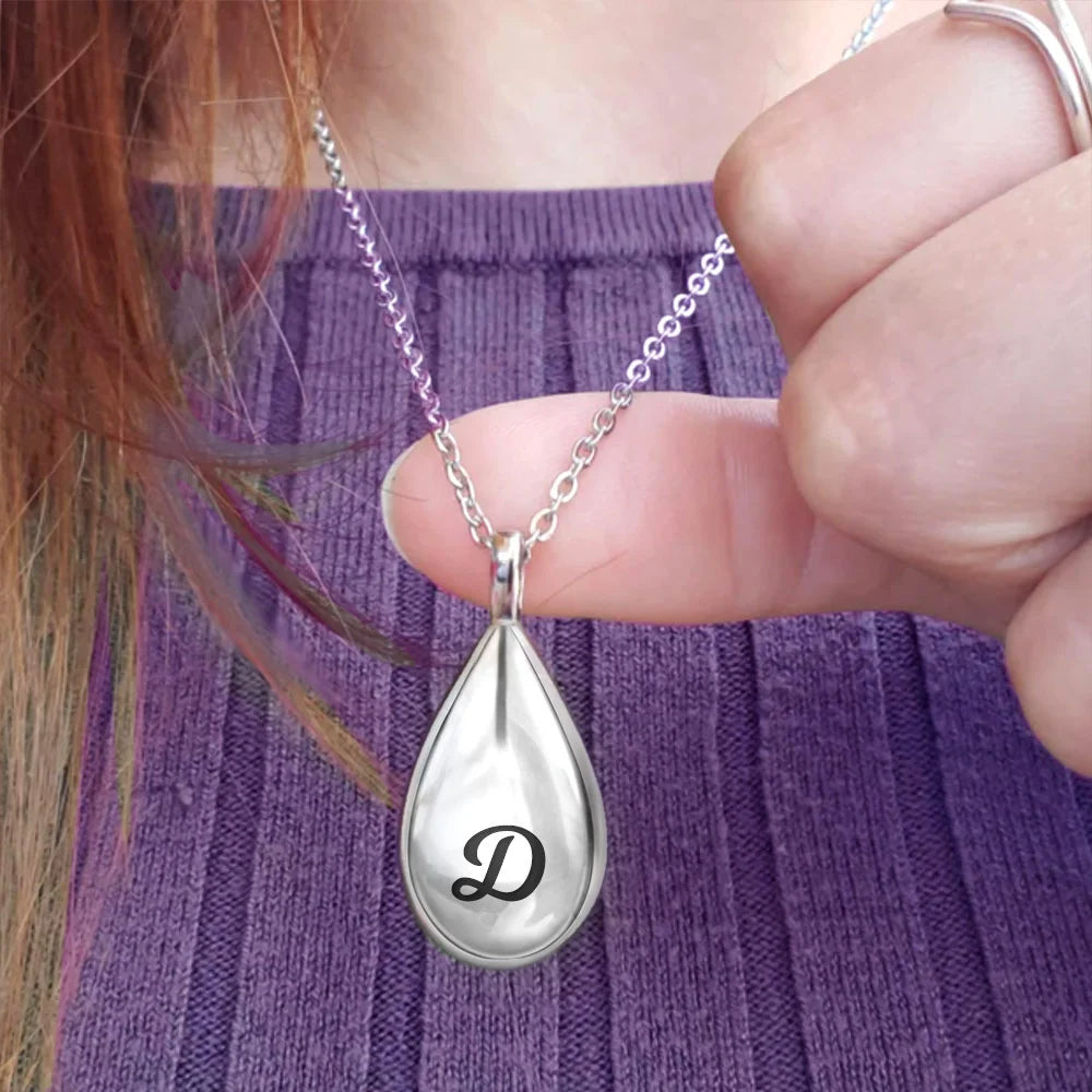 Personalized Tiny Tear Drop Cremation Urn Necklace with Engraved Text Minimalist Jewelry Memorial Gift for Women