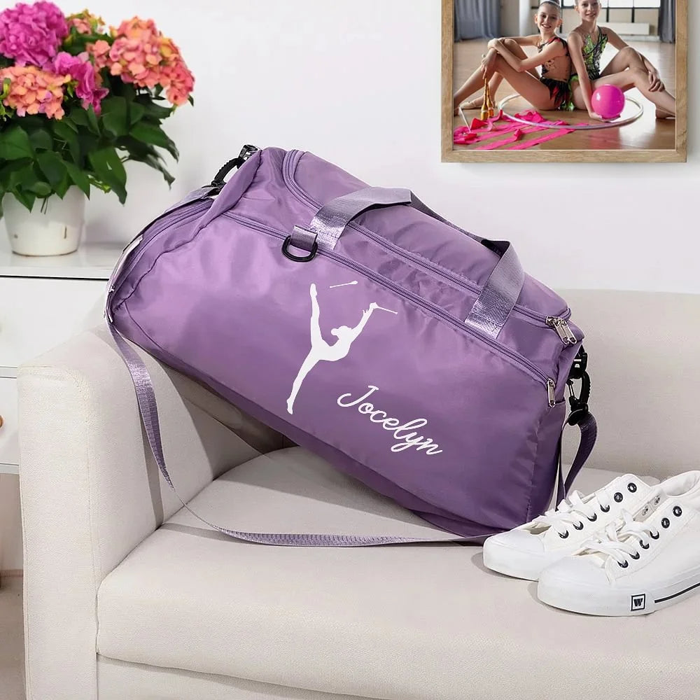 Personalized Rhythmic Gymnastics Waterproof Duffel Bag - Custom Name Travel Accessory & Birthday Gift for Gymnastics Lovers