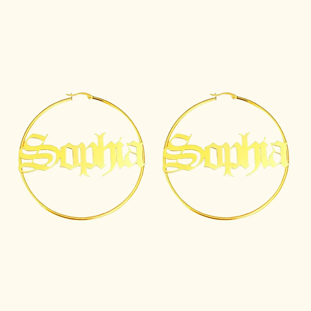 Circle Name Hoop Earrings
