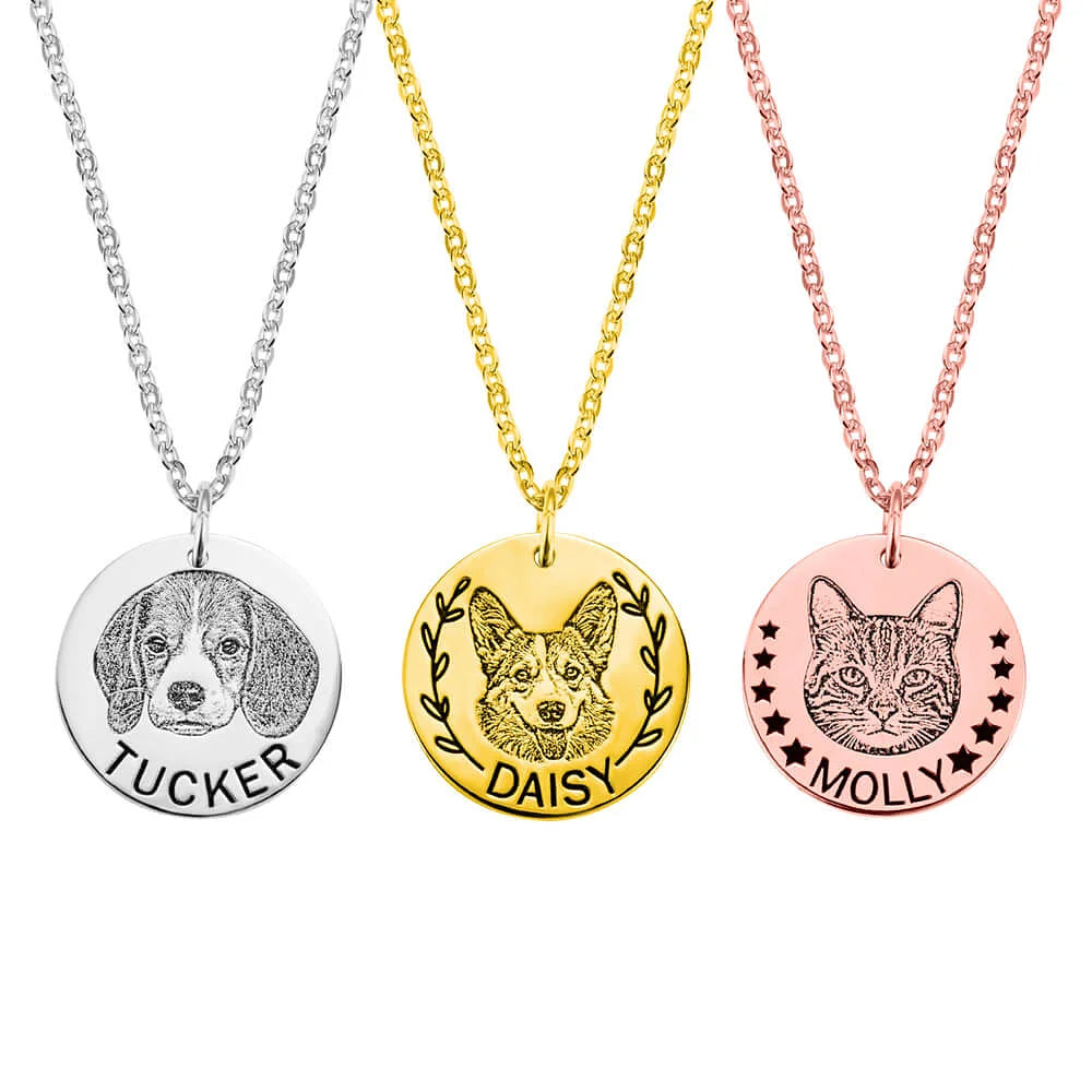 Disc Your Pet Face Portrait Necklace