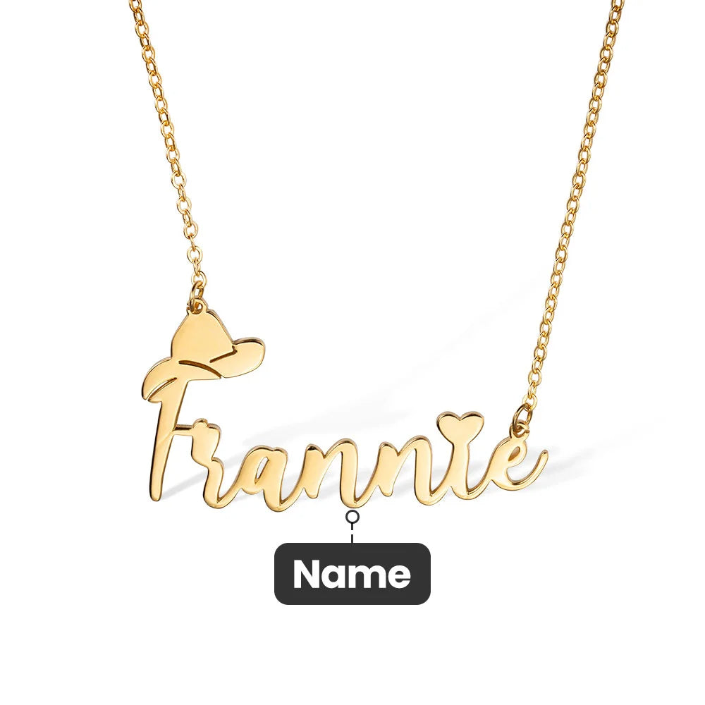 Personalized Cowboy Necklace Western Jewelry with Name Western Cowboy Hat Love Heart Cowgirl Gift Cowboy Gift Birthday Gift