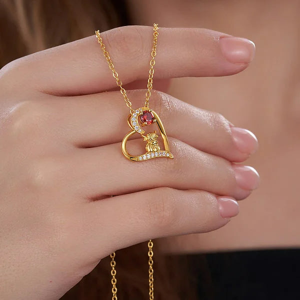 Personalized Heart Cute Highland Cow Birthstone Necklace Jewelry Birthday Anniversary Gift for Highland Cow Lovers