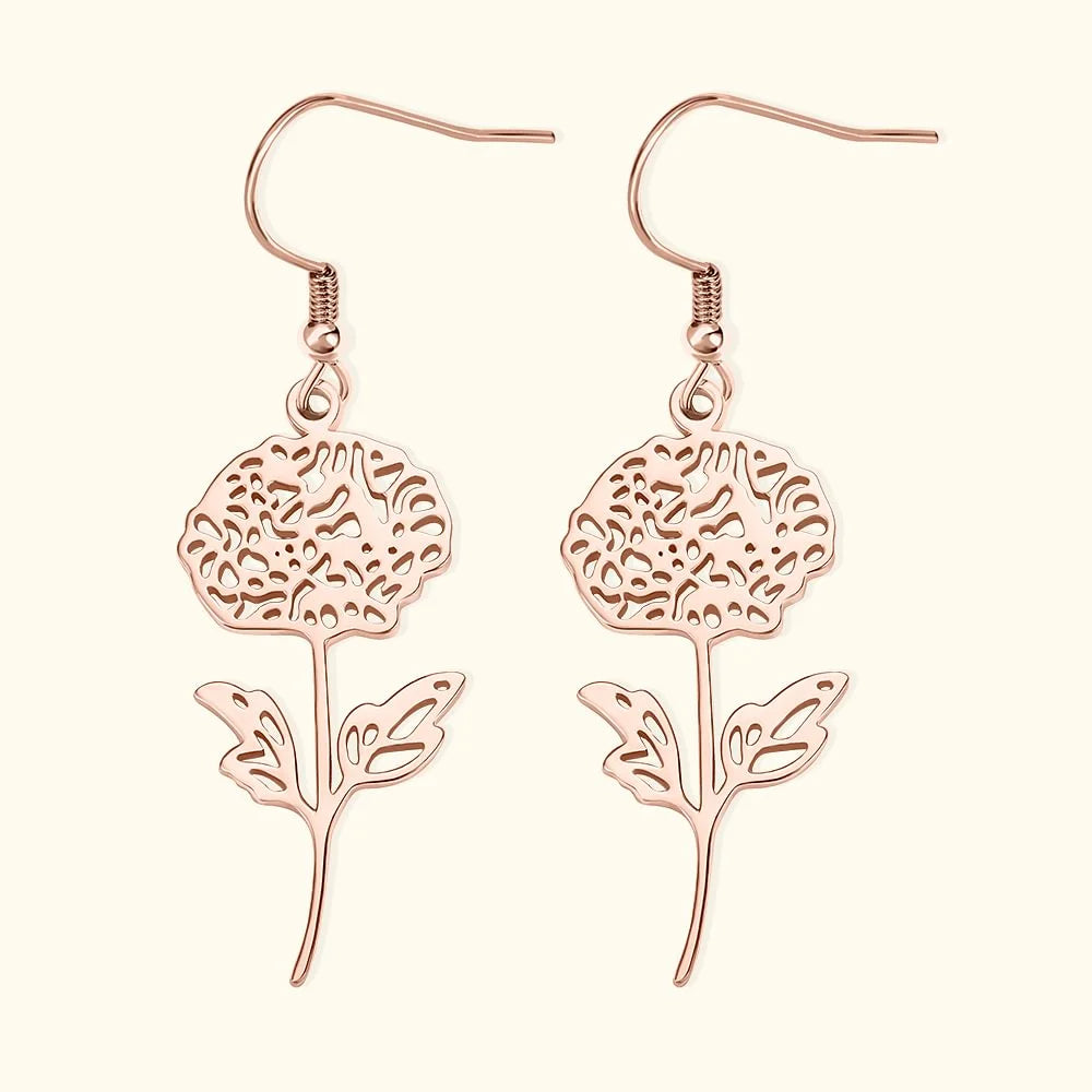 Personalized Birth Flower Dangle Earrings Gifts for Her