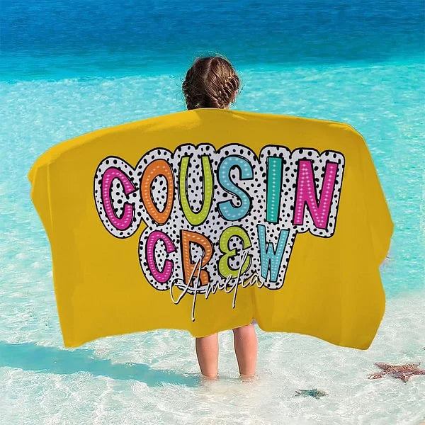 Personalised Fashion Dalmatian Dots Beach Towel with Name Oversized Quick-Dry, Summer Travel Essential Beach Party Gift for Family Kids