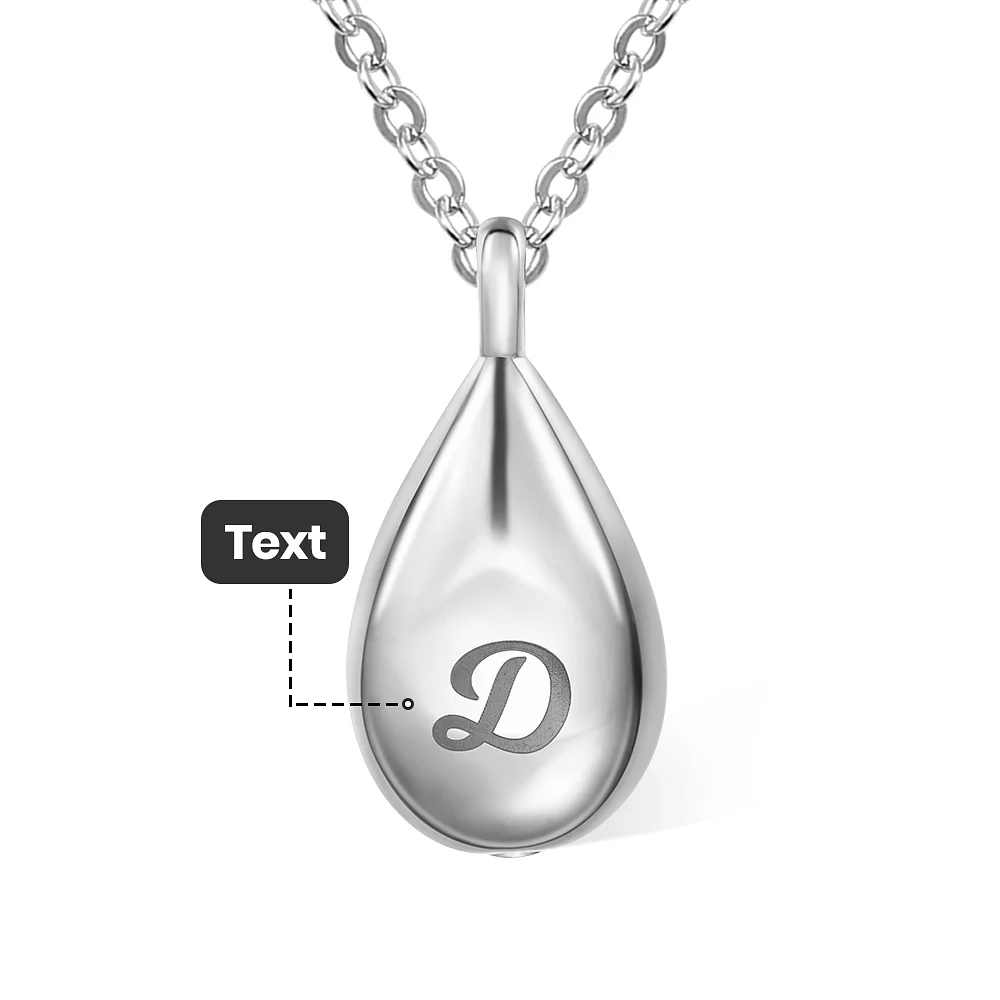 Personalized Tiny Tear Drop Cremation Urn Necklace with Engraved Text Minimalist Jewelry Memorial Gift for Women