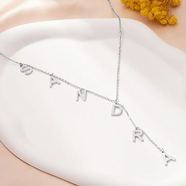 Personalised Dainty Lariat Y Necklace with 3-9 Initials Mother's Day Birthday Valentine's Day Gift for Women