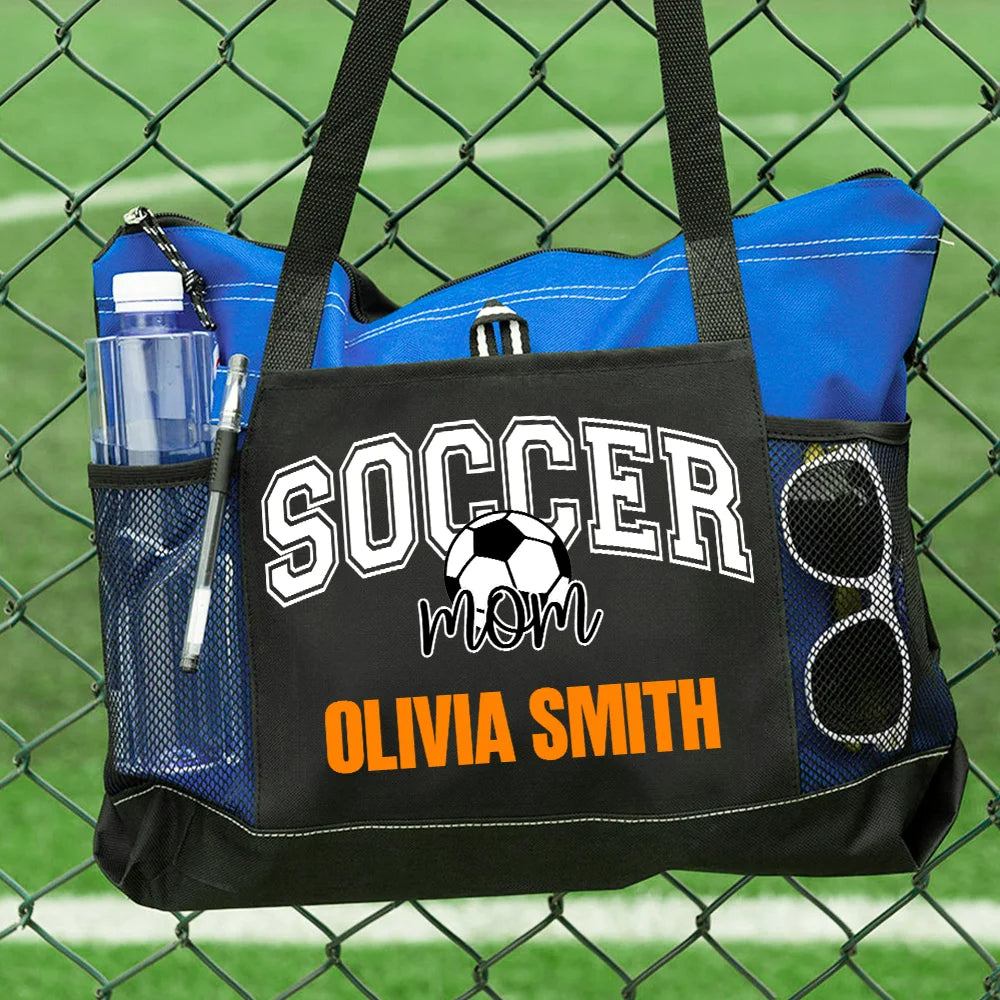 Personalised Large Mesh Tote Bag for Sports Ball Mom with Custom Text Football Baseball Gift for Mom or Grandma on Mother’s Day or Birthday