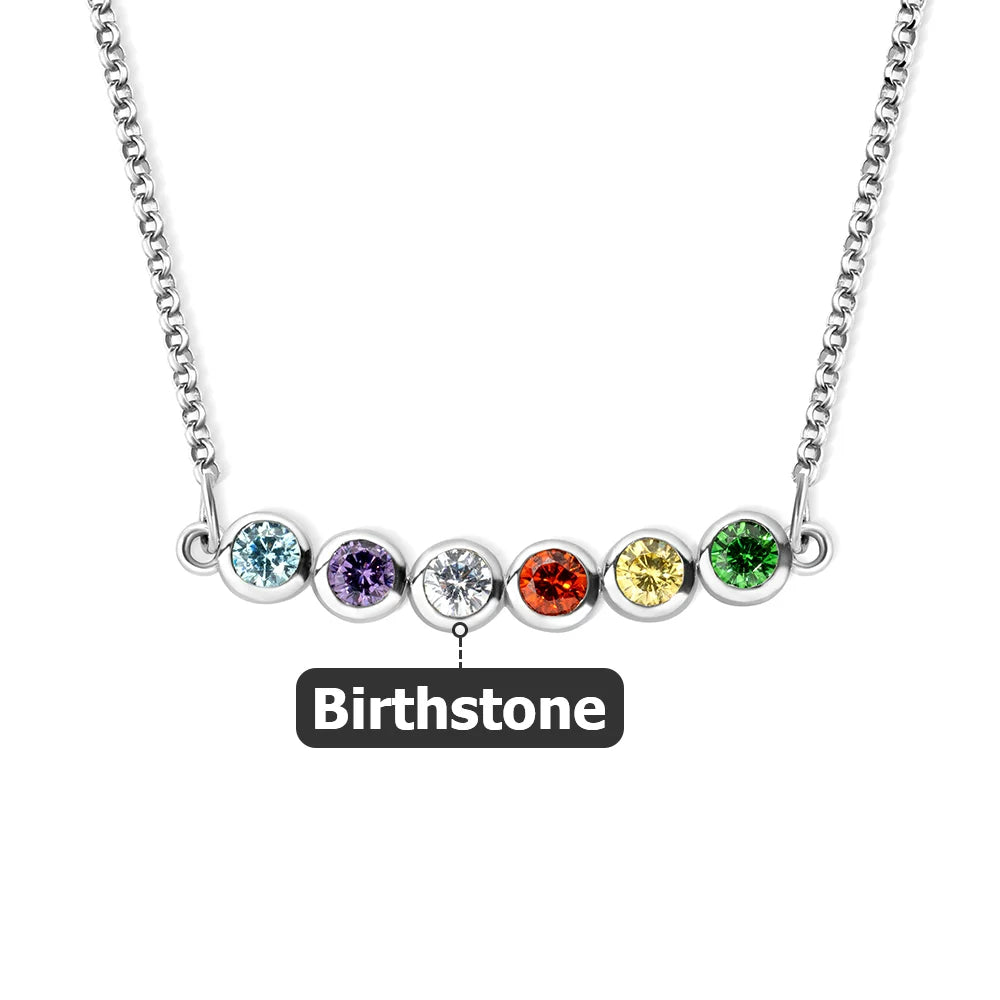 Personalized 2-6 Birthstone Family Necklace Minimalist Jewelry Mother's Day Birthday Gift for Women