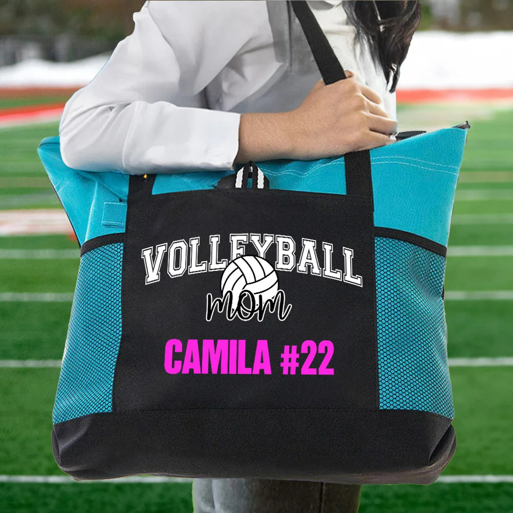 Personalised Large Mesh Tote Bag for Sports Ball Mom with Custom Text Football Baseball Gift for Mom or Grandma on Mother’s Day or Birthday