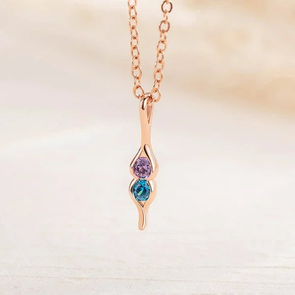 Personalised Peas in a Pod Family Necklace with 2-4 Birthstones Birthday Mother's Day Gift for Women