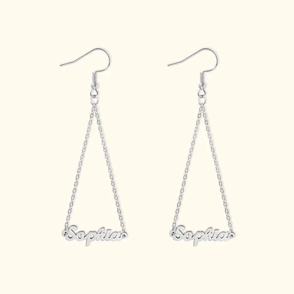 Custom Name Triangle Dangle Earrings