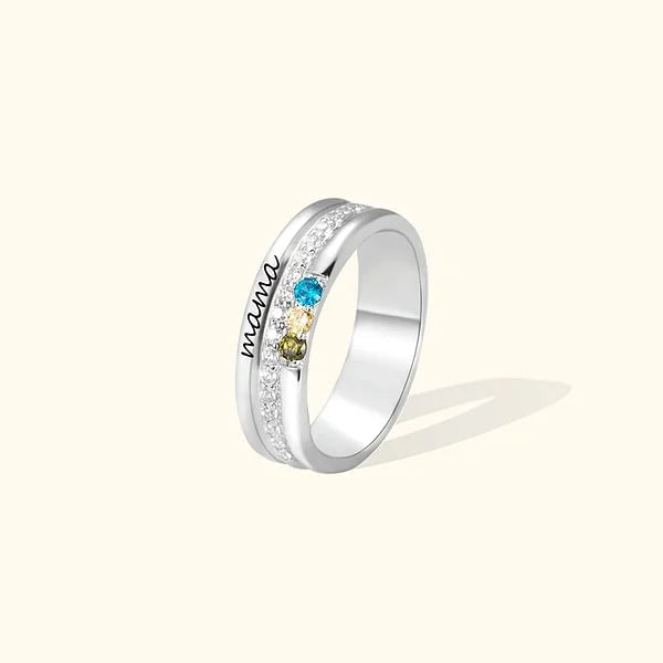 Personalized Mama Family Ring with 1-5 Birthstones for Women Mother Grandma Mother's Day Birthday Jewelry