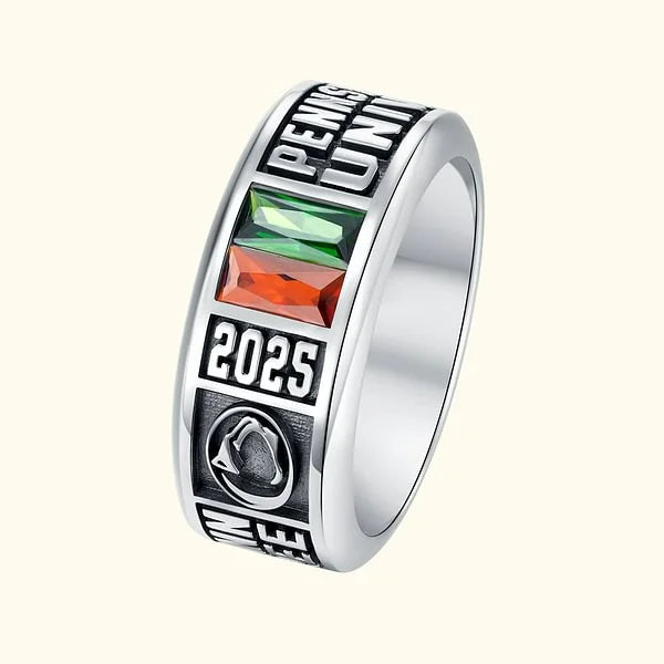 Personalised High School College Class Band Birthstone Ring Stamped Ring Graduation Anniversary Gifts for Graduates Classmates Friends