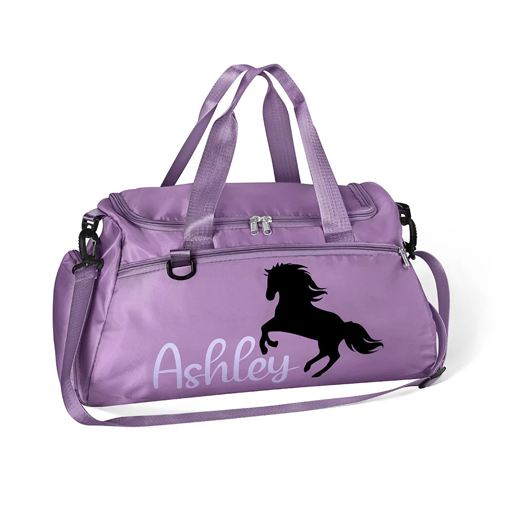 Personalised Equestrian Travel Duffel Bag with Name Waterproof Sports Carryall for Horse Riders Ideal Gift for Horseback Enthusiasts