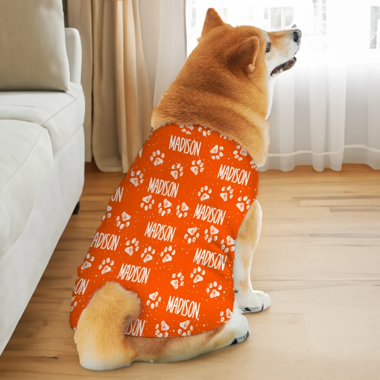 Personalized Multicolor Cute Paw 100% Cotton Dog Clothing with Name Birthday Commemorative Day Gift for Pet Lovers Owner
