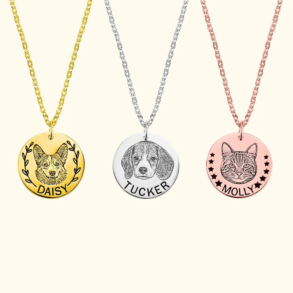 Disc Your Pet Face Portrait Necklace