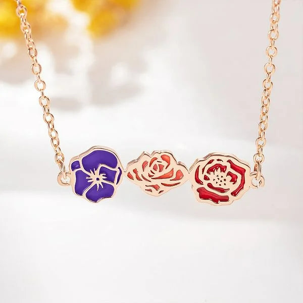 Personalized Dainty 1-8 Colorful Birth Flower Pendant Necklace Family Jewelry Birthday Mother's Day Gift for Women
