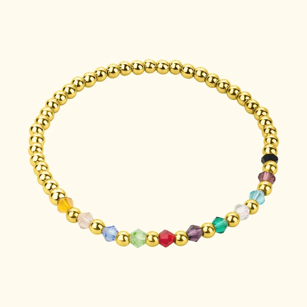 Personalized 1-12 Family Birthstones Elastic Beaded Bracelet Birthday Mother's Day Gift for Woman Mom