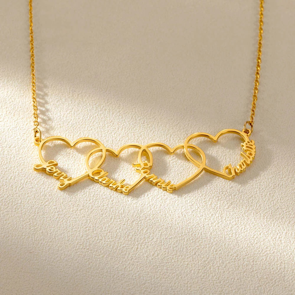 Personalized 1-6 Names Heart Pendant Necklace Dainty Family Jewelry Birthday Anniversary Mother's Day Gift for Women
