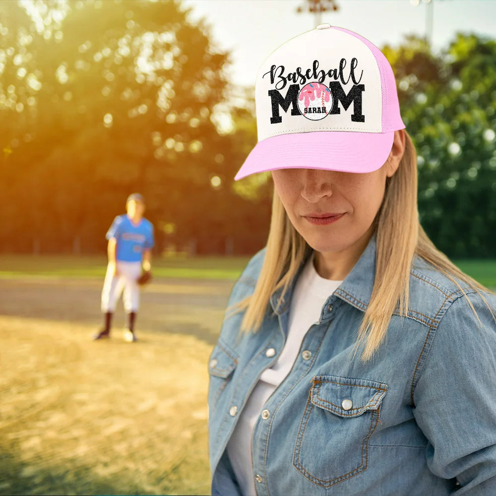 Personalised Baseball Mesh Cap with Multicolor Ice Cream Drip Design Name and Adjustable Strap Perfect Game Day Gift for Sports Moms Baseball Lovers
