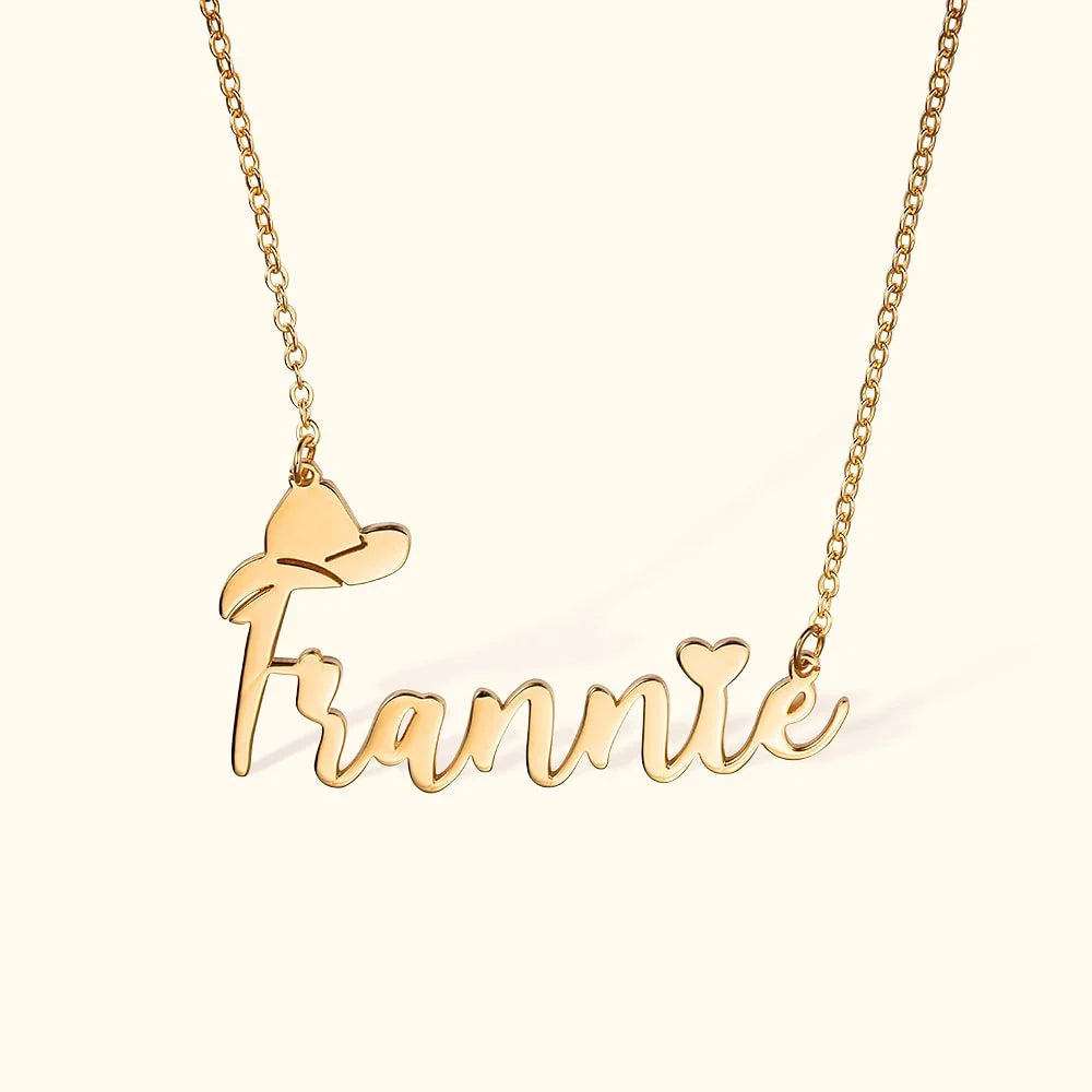 Personalized Cowboy Necklace Western Jewelry with Name Western Cowboy Hat Love Heart Cowgirl Gift Cowboy Gift Birthday Gift