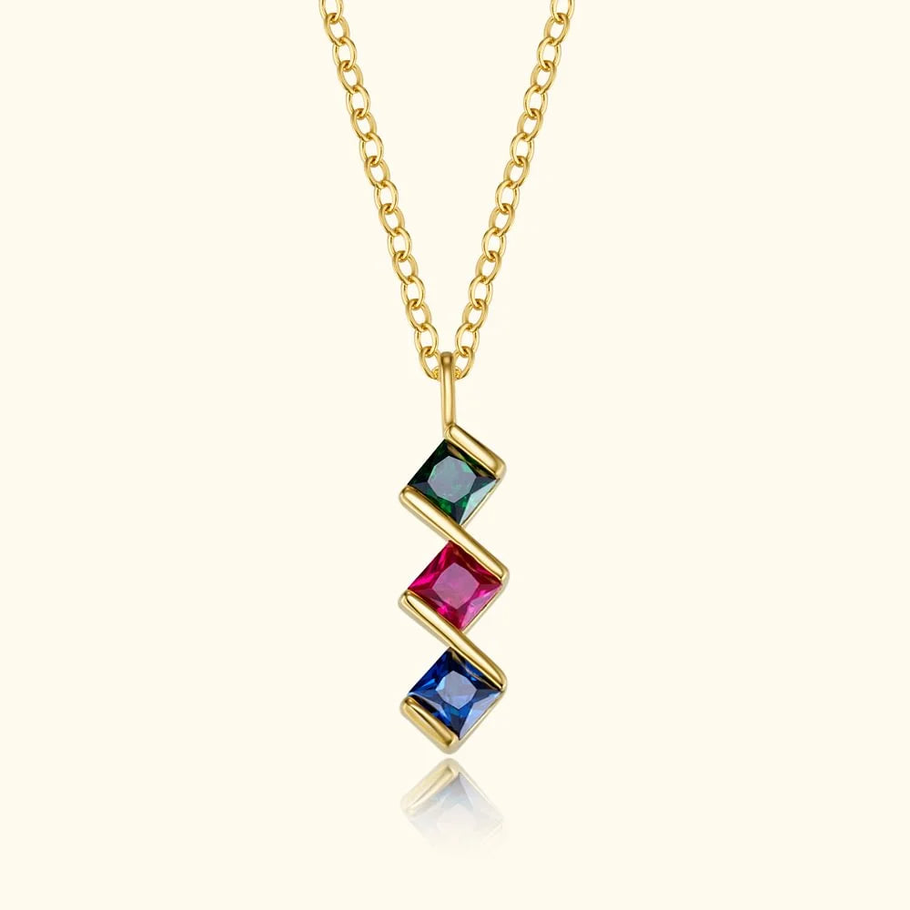 Personalized Multiple 1-6 Birthstones Family Necklace Birthday Anniversary Gift for Women