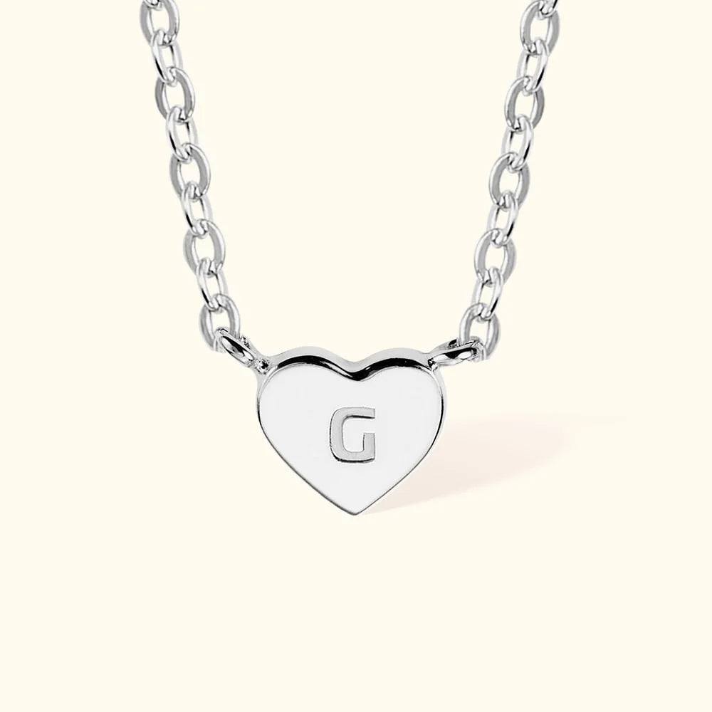 Personalized Solid Minimalist Heart Necklace with Engraved Letter Valentine's Day Gift for Her