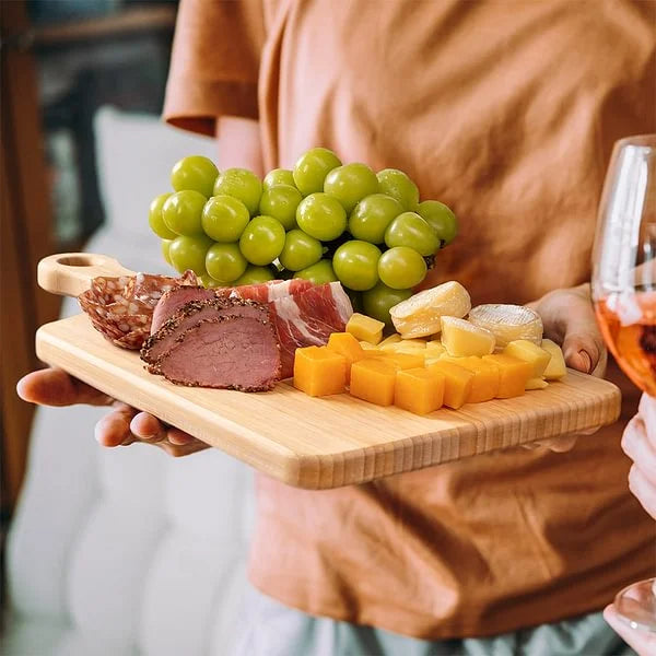 Personalized Engraved Floral Wooden Charcuterie and Cutting Board with Handle and Custom Name Wedding or Housewarming Gift for Family