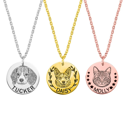 Disc Your Pet Face Portrait Necklace