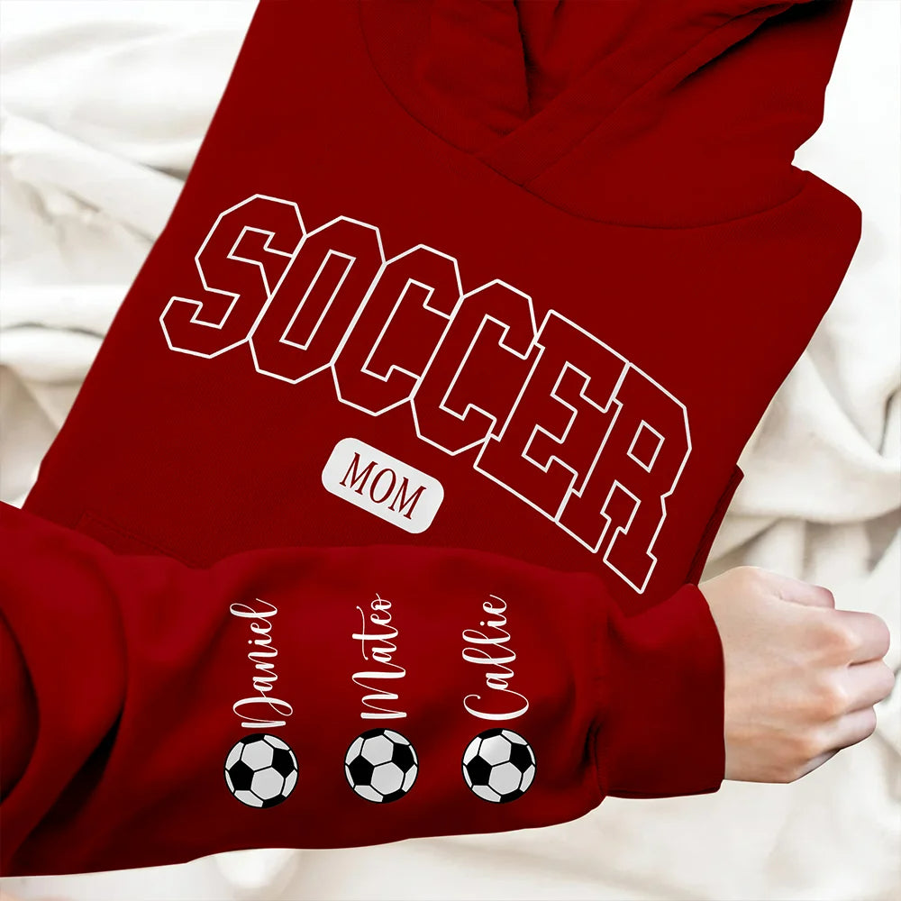 Custom Soccer Mom & Dad Hoodie - Personalized with 1-6 Kids' Names - Gift for Sports Parents, Birthday, Game Day