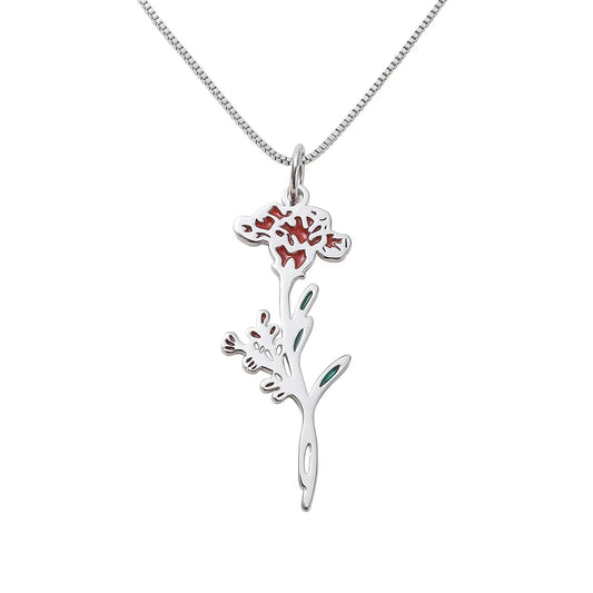 Personalized 1-7 Enamel Birth Flower Family Bouquet Pendant Necklace Birthday Mother's Day Gift for Mom Grandma