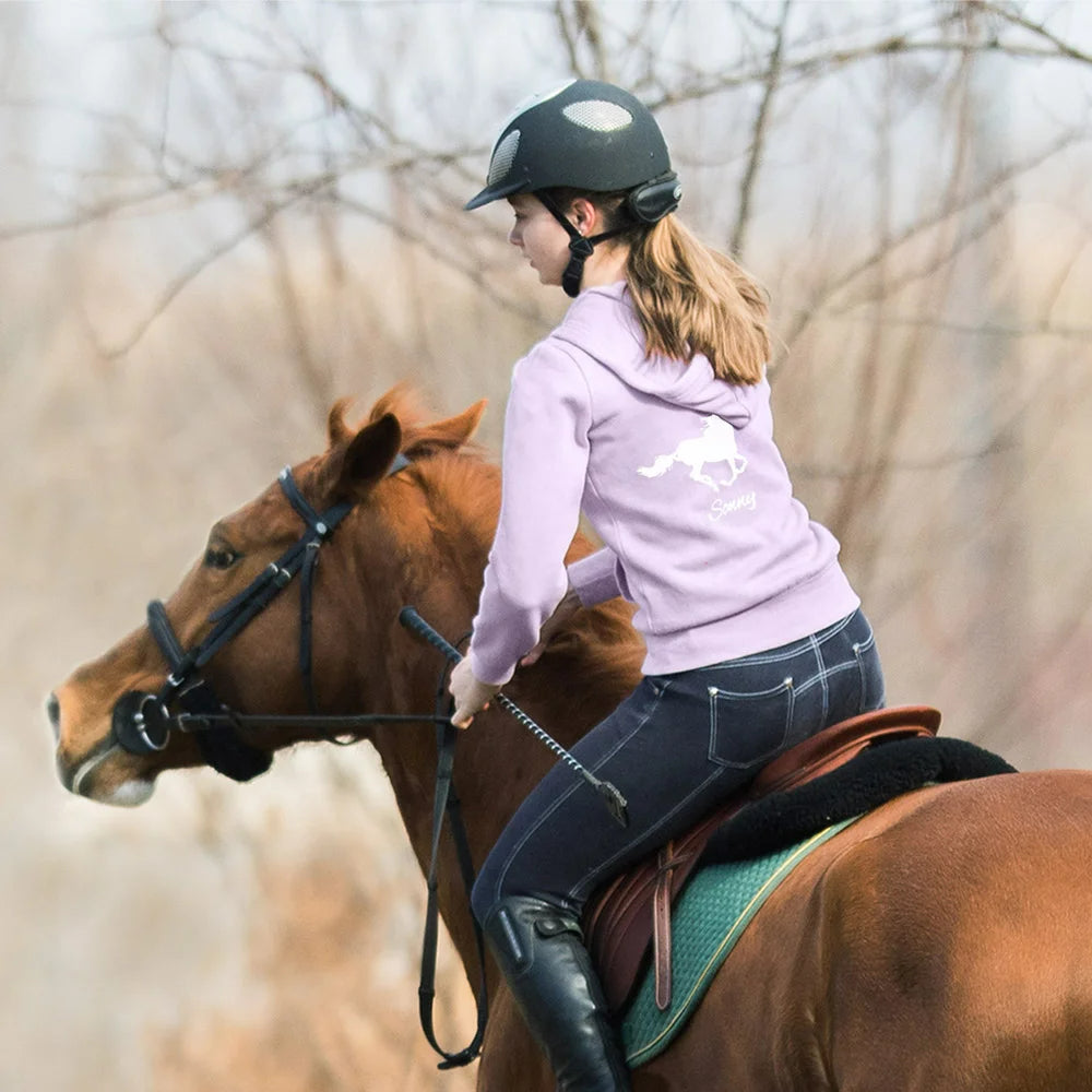 Personalised Unisex Horse Print Pullover Hoodie for Kids and Adults Equestrian Sportswear Birthday Gift for Horse Lovers