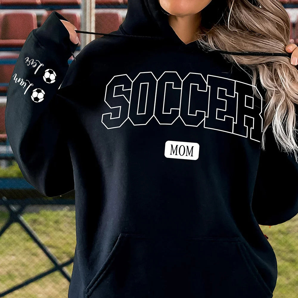 Custom Soccer Mom & Dad Hoodie - Personalized with 1-6 Kids' Names - Gift for Sports Parents, Birthday, Game Day
