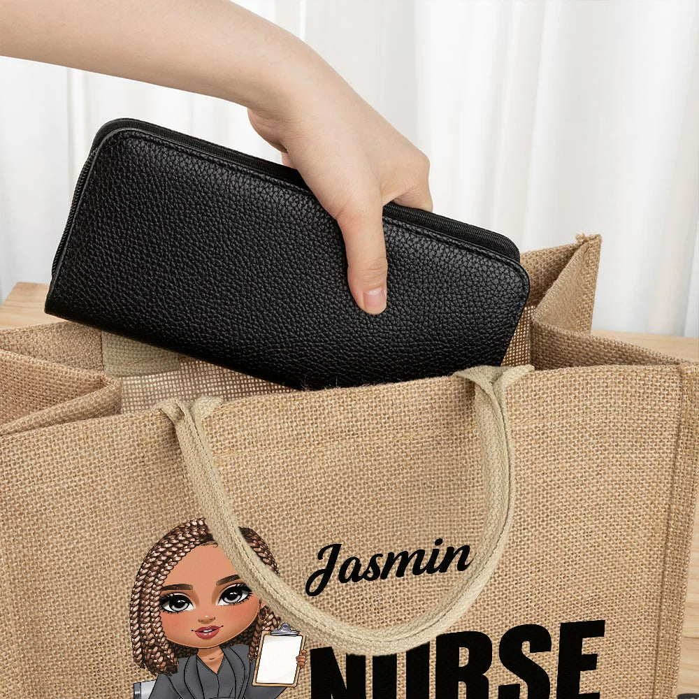 Personalised Medical Cartoon Character Tote Bag with Name, Birthday or Nurses Week Gift for Nurses and Doctors