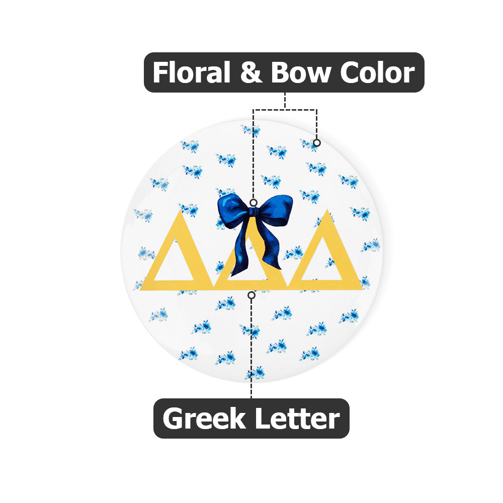 Personalised Floral Bow Pin Badge Multicolor Fraternity Sorority Gift for Friends Brothers Sisters Callie × Affinity Licensing
