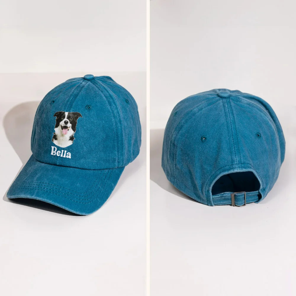 Personalised 100% Cotton Baseball Cap with Multicolor Dog Cat Photo and Name Adjustable Outdoor Gift for Pet Owners Perfect Birthday Present