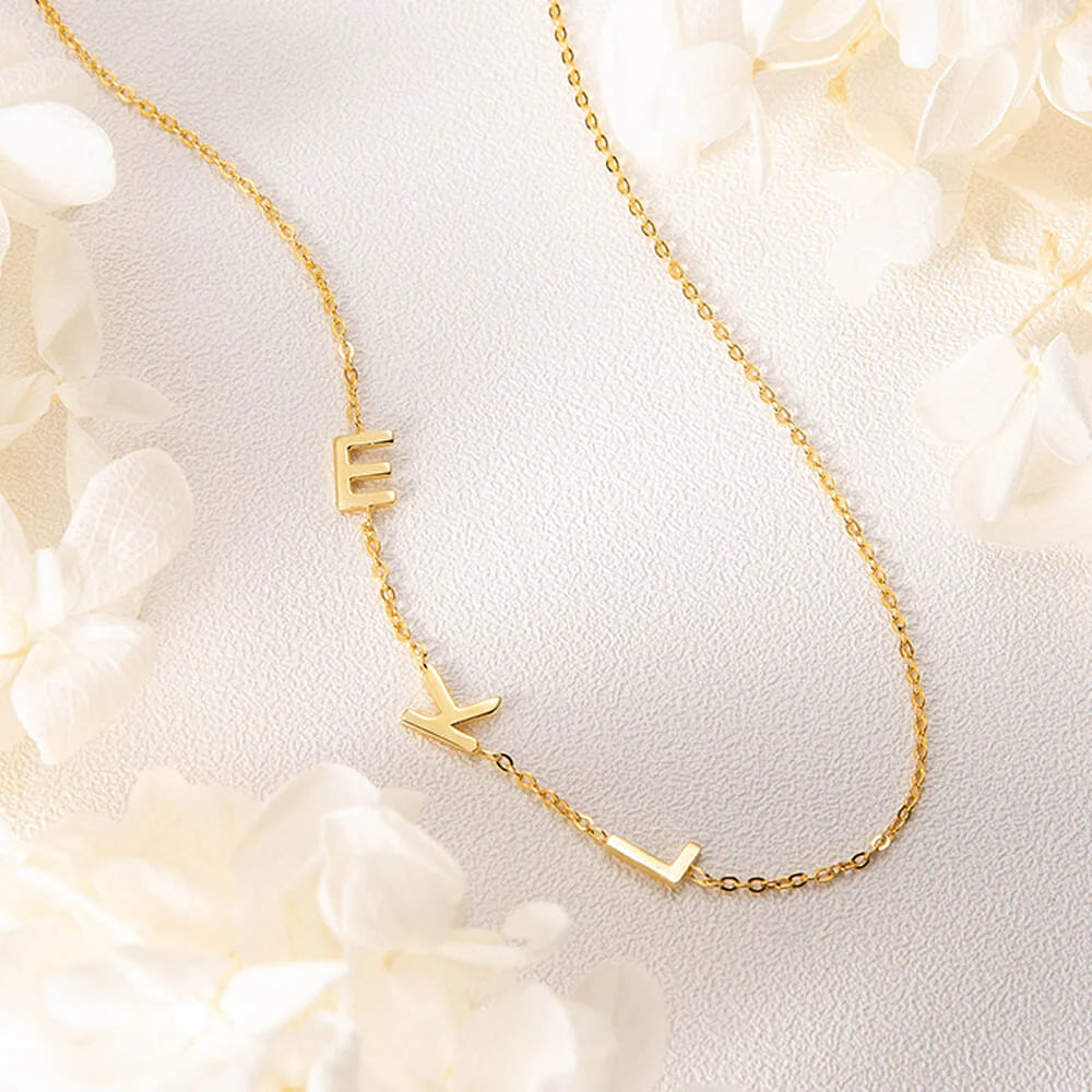 Personalized Dainty Sideways Minimalist Necklace with Initial Name Birthday Anniversary Gift for Women Girlfriend Wife Mom Family