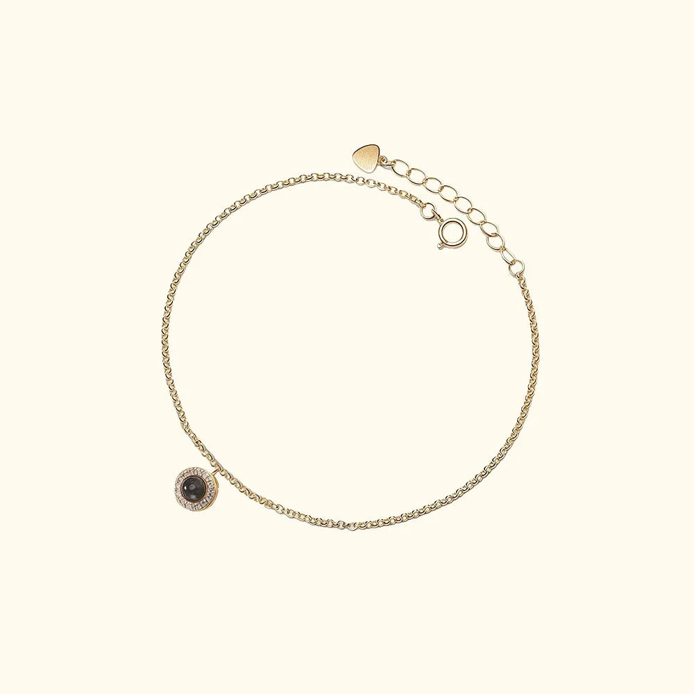 Personalized Minimalist Zircon Photo Projection Adjustable Bracelet Dainty Jewelry Anniversary Birthday Gift for Women