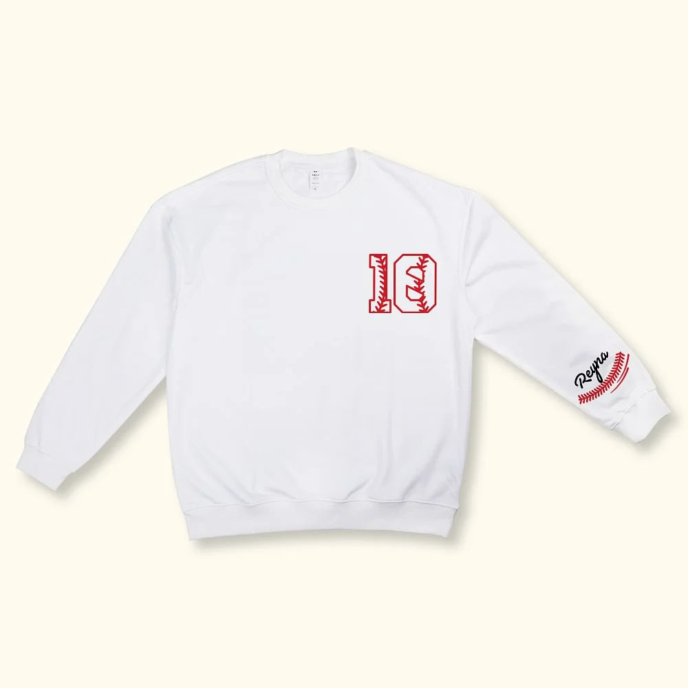 Personalised Game Day Baseball Jersey Style Sweatshirt with Name and Number Birthday Gift for Baseball Fans Lovers