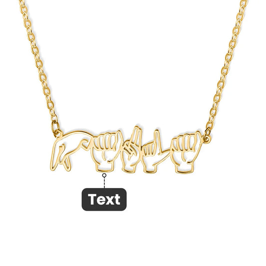 Personalized American Sign Language Necklace with Fingerspelling Name Charm Heartwarming Gift for Deaf ASL Interpreter Teacher