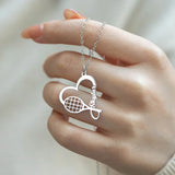 Personalized Heart Shaped Tennis Racket Necklace with Name Birthday Team Gift for Tennis Lover