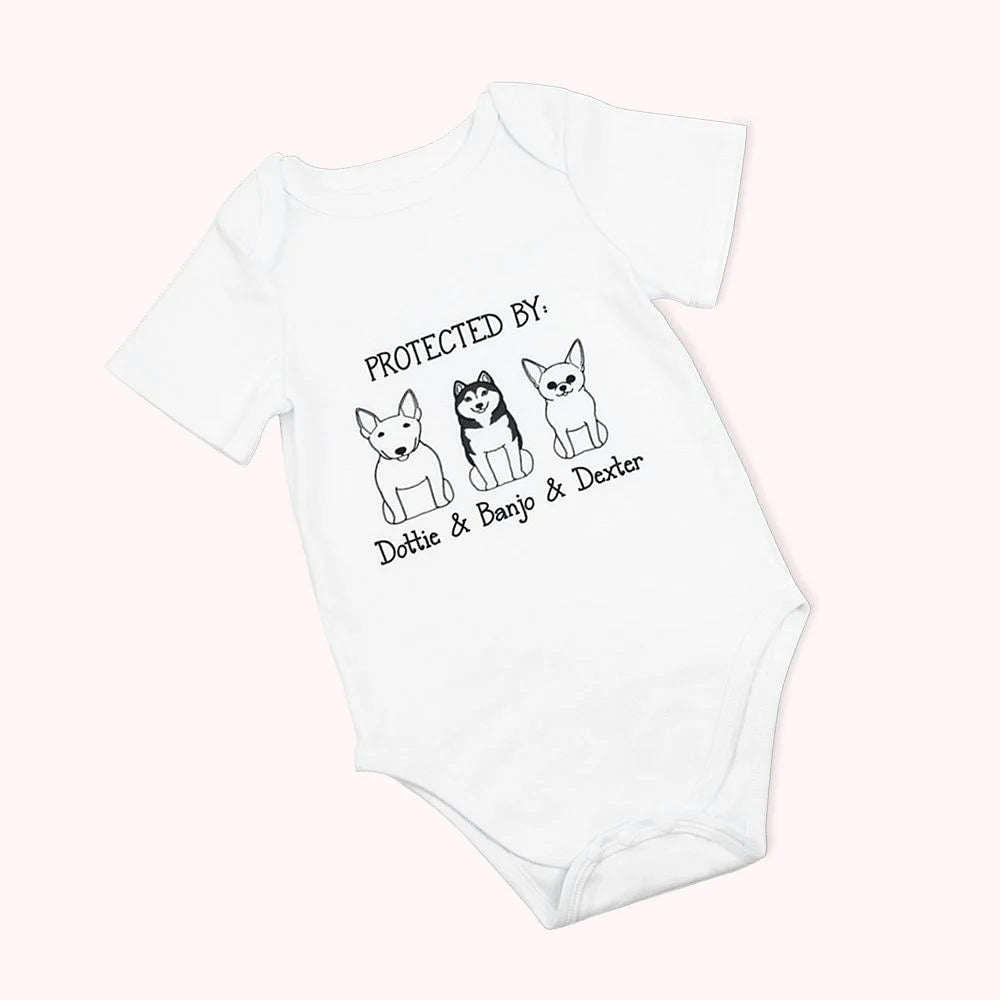 Personalised Baby Onesie in Cotton Protected By Pet Design for New Mother Birthday or Christmas Gift