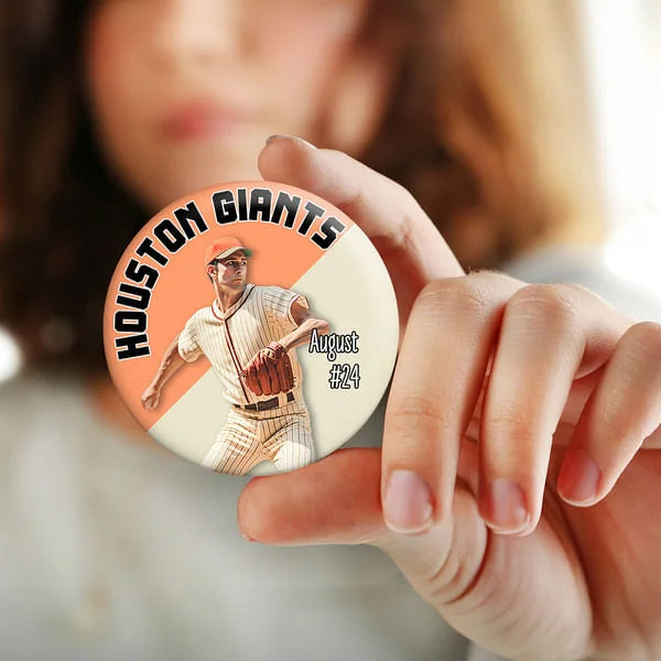 Personalised Two-tone Sport Team Photo Pin Badges Set of 5 with Name and Number Perfect Olympic Games Team Gift for Sports Lovers