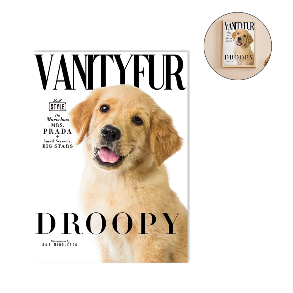 Personalized Pet Portrait Magazine Cover – Indoor Decoration Birthday, Christmas, or Thanksgiving Gift for Pet Lovers