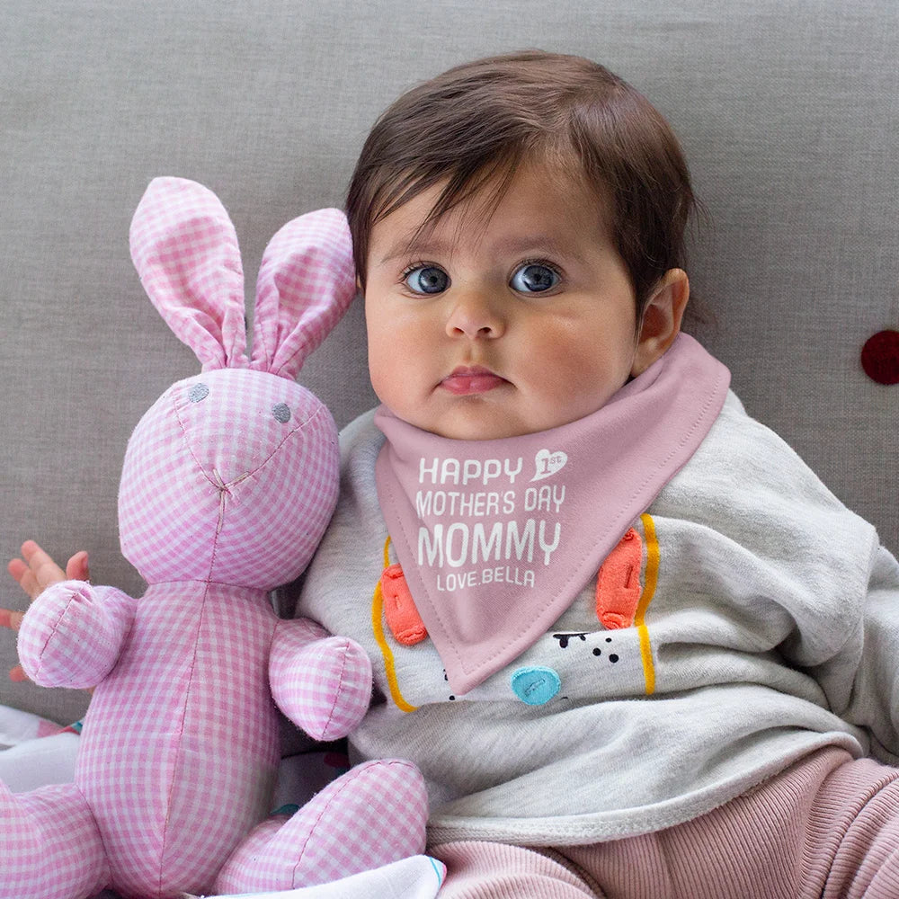 Personalised Text Adjustable Cotton Baby Bib Thoughtful First Mother’s Day Gift for New Mom and Baby